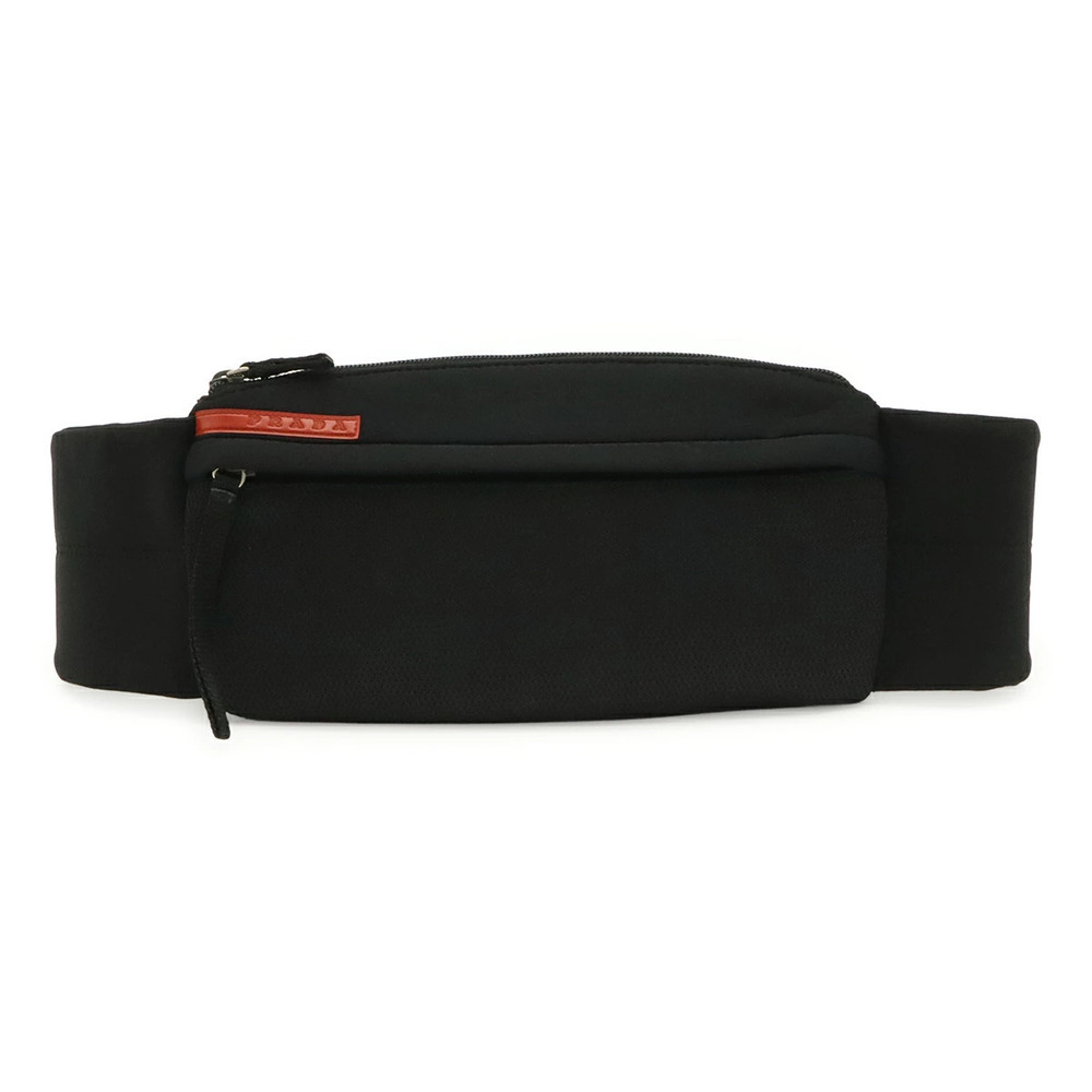 Prada Sport Body Bag Waist Pouch Clutch Neoprene Mesh Black